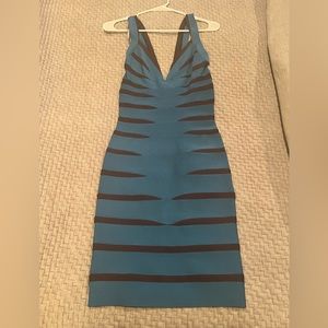 Herve Leger Mediterranean blue dress